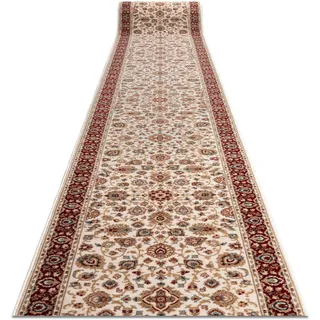 rugsx NAIN Läufer - Hochwertiger Wollteppich mit Ornament- & Blumenmuster in Beige & Rotwein - Eleganter Orient-Teppich für Flur & Wohnzimmer 80x300 cm