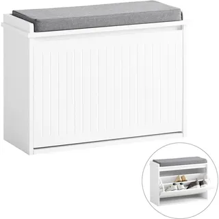 SoBuy Schuhschrank 62 x 46 x 26 cm offen mit Sitzbank weiß / weiß