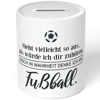 JUNIWORDS Spardose Sparbüchse, Sieht vielleicht so aus, als würde ich dir zuhören. Doch in Wahrheit denke ich an Fußball (1001708)