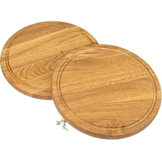 Holz Frank Schneidebrett Rundes Schneidebrett aus Eiche geölt - Ø 30 x 2,1 cm, Holz, (1-St) beige