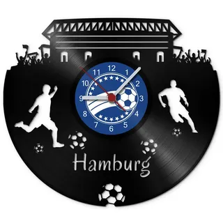 GRAVURZEILE Schallplattenuhr Hamburg - 100% Vereinsliebe - Upcycling Design Wanduhr aus Vinyl Made in Germany
