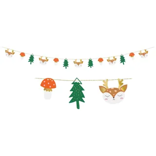 Weihnachtsgirlande winterlicher Wald Deko Girlande Deko Partykette Dekoration Weihnachtsdeko Motiv Schneeflocken Tannenbaum Winterwald