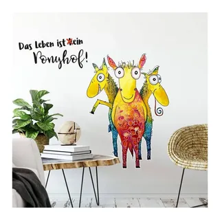 K&L Wall Art Wandtattoo Wandtattoo Hagenmeyer lustiger Spruch Das Leben ist (k)ein Ponyhof, Lustige Wandsticker für Flur und Büro, hergestellt in Berlin bunt 24 cm x 30 cm