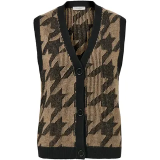 Tchibo - Strickweste mit Hahnentritt-Jacquard - Damen - Gr. L - schwarz/jacquard