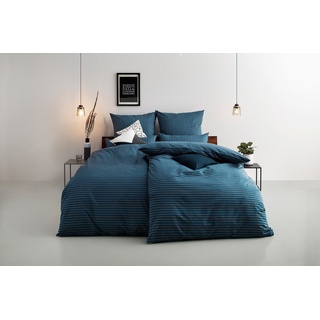 Bettwäsche »Jassen in Gr. 135x200 oder 155x220 cm«, (3 tlg.), moderne Bettwäsche aus Baumwolle, Bettwäsche mit Streifen-Design, 86616155-0 petrol-anthrazit B/L: 200 cm x 200 cm (1 St.)