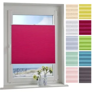 ourdeco® Plissee / 100 x 150 cm (Breite x Höhe) Red Magnolia/lichtdurchlässig, Blickdicht/verspannt/zum Klemmen und Montage ohne Bohren