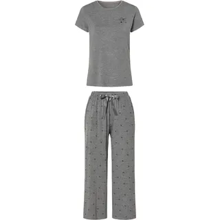 esmara® Damen Pyjama kurz/lang (L(44/46), grau)