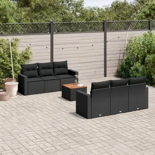 Festnight Gartenlounge Balkon Lounge mit Stauraum Rattan Sofa Balkon Garten Lounge Sofa Outdoor Ecklounge Sitzecke Balkon Klein Loungemöbel Gartensofa Ecksofa Balkonmöbel Rattansofa Couch