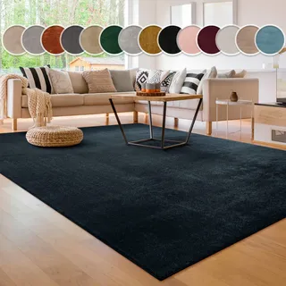 Paco Home Cadiz 630 Kurzflorteppich 100 x 200 cm navy