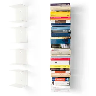 home3000 D-Segno Unsichtbares Wandregal aus Metall – Design-Wandregale, platzsparendes schwebendes Bücherregal, ausziehbare Bücherregale – Hergestellt in Italien (4, Weiß)