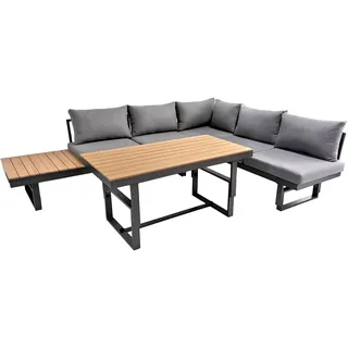 BELLAVISTA Gartenmöbel-Set Largo | Hellgrau | 3-teilig mit 2 Sofa | Tisch | Pulverbeschichtetes Aluminium | Wetterfest | Outdoor | Für den Außenbereich | Verstellbare Rückenlehne
