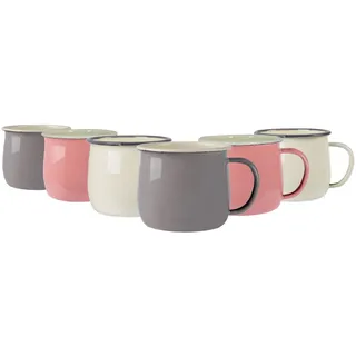Argon Tableware Farbige Emaille Bauchbecher - 375ml - Packung Von 6-3 Farben