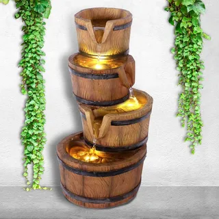 Gartenbrunnen Brunnen Zierbrunnen Zimmerbrunnen Springbrunnen Brunnen 230V Wasserfall Wasserspiel für Garten, Gartenteich (Holz-KRUG)