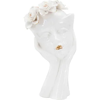 Mauro Ferretti Vase, Weiß, Gold, Keramik, 16.5x27.3x14 cm, Dekoration, Vasen, Keramikvasen