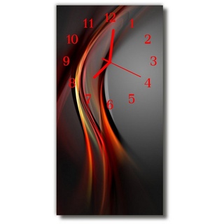Tulup Uhr Glasuhr Wanduhr Küchenuhr Echt-Glas 30 cm x 60 cm - Abstrakt rot