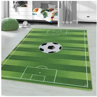 Kinderteppich, Homtex, 100 x 150 cm, Kinderteppich Fußball Deutsch Französisch Italienisch Spanisch Flagge grün 100 x 150 cm