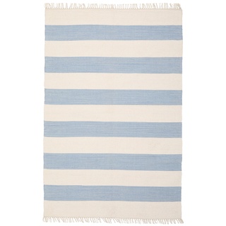 Cotton stripe Teppich - Hellblau 140x200