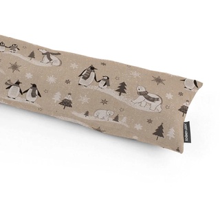 SCHÖNER LEBEN. Zugluftstopper Leinenlook Frozen Polar World Pinguine Eisbären Natur grau weiß Verschiedene Größen, Auswahl:100cm Länge