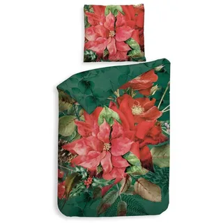 Heckett and Lane Bettwäsche Heckett & Lane Mako-Satin BCI Bettwäsche 135x200 Castor Green Wende, Mako-Satin, 2 teilig grün|rot