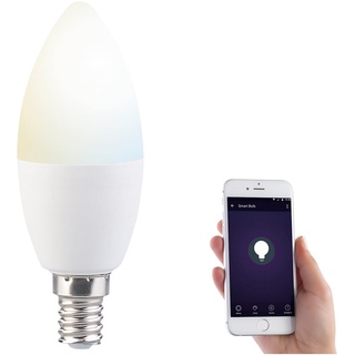 WLAN-LED-Lampe, für Siri, Alexa & Google Assistant, E14, weiß (CCT), F