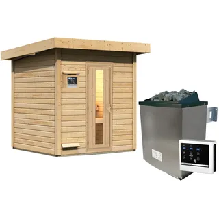 Karibu Saunahaus Hytti 2 inkl. 9 kW Bio-Kombiofen + ext. Steuerung Natur