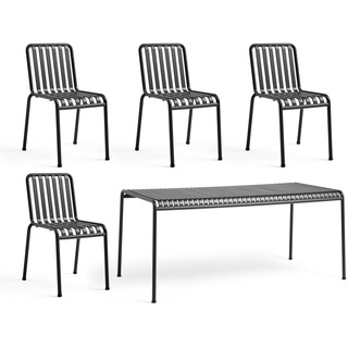HAY - Palissade Tisch + 4x Dining Chair, anthrazit