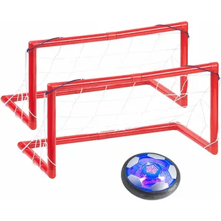 Playtastic Akku Luftkissen-Indoor-Fußball, Farb-LEDs, Möbelschutz, 2 Tore