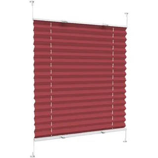 Jalousien Rollo mit Klebefunktion, 60 x 160 cm Sonnen-Sicht, und Sichtschutz, Plissee Klemmfix Rollo ohne Bohren zum Kleben, für Fenster & Balkontür, Rot
