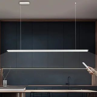 WERSVG Pendelleuchte LED Hängelampe Esstisch Moderne Minimalistische Dimmbar Linear Hängeleuchte mit Fernbedienung Küchen Büro Bar Esszimmer Hängend Lampe Hoehenverstellbar Decke Lampe (Weiß, 120cm)