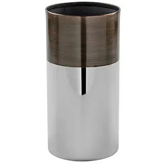 Fink Dekovase VITO Vase - H. 20cm x Ø 10cm - bronze-silber - Edelstahl - Blumenvase (Blumenbehälter - Blumengefäß), Elegante Blumenvase - Ziervase & Dekovase für Innenräume silberfarben