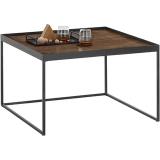 SetOne by Musterring Couchtisch, Schwarz, Eiche dunkel, Holz, Metall, Eiche, massiv, quadratisch, eckig, Kufe, 80x49x80 cm, Wohnzimmer, Wohnzimmertische, Couchtische, Couchtische Metall
