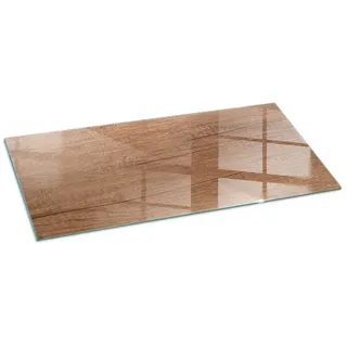Tulup Bodenschutzplatte Braun Natürliches Holzmuster, Gehärtetem Glas Kaminbodenplatten Rechteckig | 125 cm x 50 mm