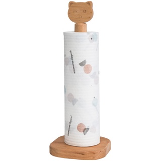 Küchenrollenhalter Stehend Holz,Küchenrollen Ständer Design ,mit kleinen Tieren Organizer Papierrollenhalter aus Holz für Küche und Esszimmer (Kätzchen-Stil)
