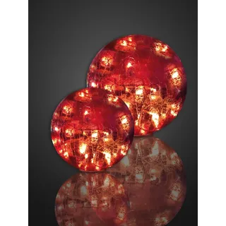 Glaskugel LED rot Deko Rissoptik 24 LED ́s Outdoor IP44 Beleuchtung Garten Party