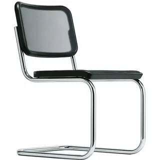 THONET Stahlrohr-Freischwinger S 32 N | Kunststoffnetzbespannung schwarz | Gestell verchromt