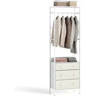 GIANTEX Kleiderständer, Freistehender Kleiderbügel mit 3 Schubladen & Ablage, Kleiderstange aus Metall, für Schlafzimmer, Wohnzimmer & Flur, 55 x 28 x 176 cm (Weiß)