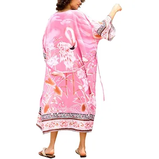 L-Peach Damen Sommer Strickjacke Bikini Cover Up Casual Lose Überwurf Kaftan Strandkleid Sommerkleid One Size - Einheitsgröße