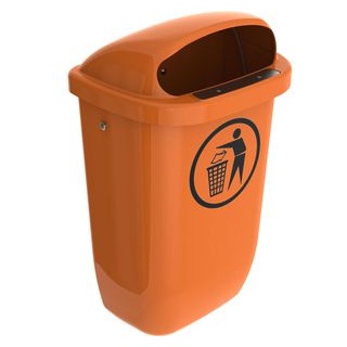 Sulo Mülleimer 1052434, orange, aus Kunststoff, Wandmontage, 50 Liter