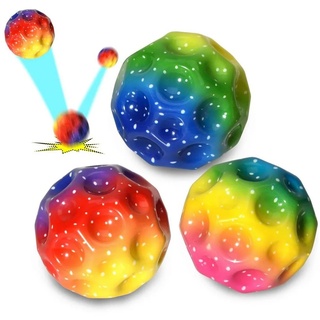 SOTOR Spielball Jump Ball, 3-St Space Moon Ball, Mini Jump Ball (Super High Bouncing Lightweight Springen Ball, Hüpfbälle), Bouncy Balls, Interaktives Spielzeug zum Stressabbau bunt