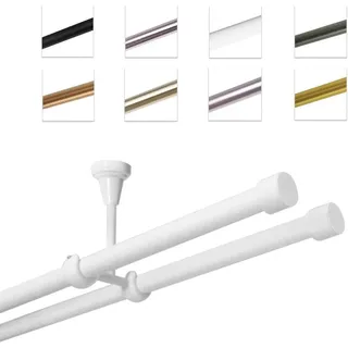 MDEKOR Vorhangstange 2-läufig Ø 19 mm 180 cm Weiß