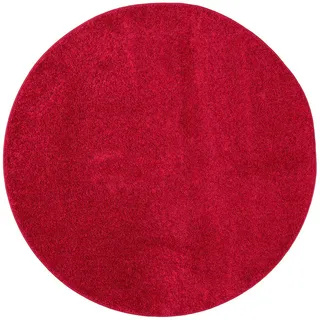 Snapstyle Hochflor Velours Teppich Mona Rund Rot, 133x133cm