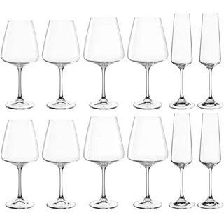 LEONARDO HOME Paladino Kelch-Glas Set • 12er Set • Weißwein- • Rotwein- und Sekt-Gläser • spülmaschinenfeste Kelch-Gläser • Sekt- und Weingläser-Set • 066313