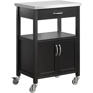SoBuy Küchenwagen mit 1 Schublade Schwarz 60x44,5x91cm Funktional