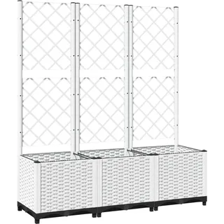 vidaXL Pflanzkübel mit Rankgitter 120 x 40 x 136 cm Weiß