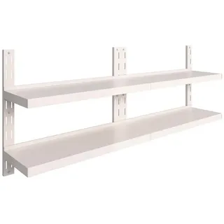furnicato Wandregal Schweberegale mit 2 Böden 2 Stk. Edelstahl 200x30 cm, 1-tlg. grau