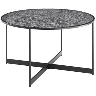 SalesFever Couchtisch rund Schwarz Glas 80 x 45 cm
