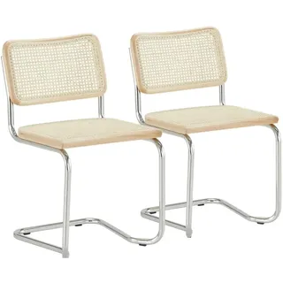 k hometrends Kaden Freischwinger Stühle 2er Set, aus Wiener Geflecht & Buchenholz – handgefertigt in Italien