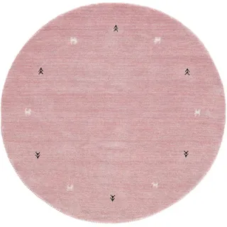 carpetfine Wollteppich Gabbeh Uni, rund, Höhe: 15 mm, reine Wolle handgewebt, Gabbeh Tiermotiv warmes Raumklima viele Größen rosa Ø 250 cm x 15 mm