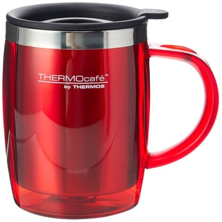 ThermoCafé Thermobecher, Kunststoff und Edelstahl, 450 ml, Plastik Edelstahl, rot, 0.45L