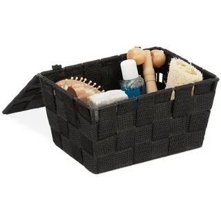 Relaxdays Aufbewahrungskorb Flechtkorb 20 x 14 x 11 cm schwarz